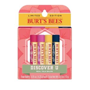 Burt's Bees 100 Natural Moisturizing Lip Balm, Watermelon, Dragonfruit Lemon, Original Beeswax and Vanilla Bean, Pack of 4, 4.25 Each - Image 1