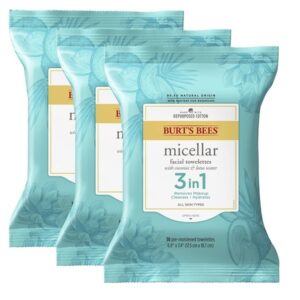 Burts Bees Micellar Makeup Removing Towelettes with Coconut & Lotus Water, 90 Count (Package May Vary) - Image 1