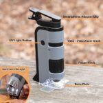 Carson MicroFlip 100x-250x LED Lighted Pocket Microscope with Flip Down Slide Base, Smartphone Adapter Clip, and UV Flashlight - Image 4