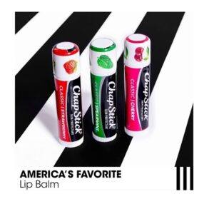 Chapstick 3 Pack, Cherry/Strawberry/Spearmint, Classic (3 Sticks) Cherry, Strawberry & Spearmint Flavor Skin Protectant Flavored Lip Balm Tube, 0.15 Ounce Each - Image 2