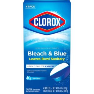 Clorox Automatic Toilet Bowl Cleaner Tablets, Bleach & Blue - Rain Clean - 4 Count - Image 1