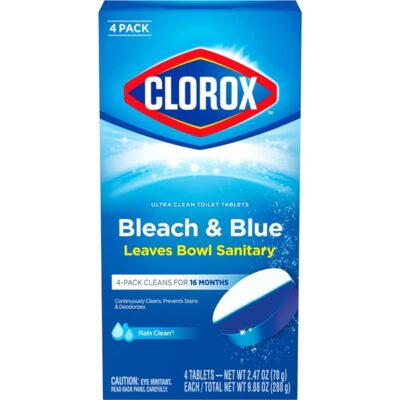 Clorox Automatic Toilet Bowl Cleaner Tablets, Bleach & Blue - Rain Clean - 4 Count