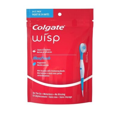 Colgate Max Fresh Wisp Disposable Travel Toothbrush, Peppermint - 24 Count