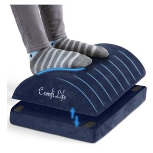 ComfiLife Foot Rest Under Desk for Office Use – Adjustable Height Memory Foam Foot Stool Under Desk for Office Chair & Gaming Chair – Ergonomic Under Desk Foot Rest for Back & Hip Pain Relief (Navy) - Image 1