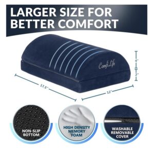 ComfiLife Foot Rest Under Desk for Office Use – Adjustable Height Memory Foam Foot Stool Under Desk for Office Chair & Gaming Chair – Ergonomic Under Desk Foot Rest for Back & Hip Pain Relief (Navy) - Image 2