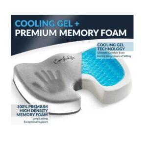 ComfiLife Gel-Enhanced Non-Slip Coccyx Memory Foam Seat Cushion, Gray by ComfiLife - Image 2