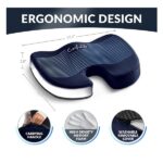 ComfiLife Gel Enhanced Seat Cushion for Desk Chair – Premium Gel + Memory Foam Office Chair Cushion, Car Seat Cushion for Driving, Gaming – Chair Cushions for Back & Sciatica Pain Relief (Navy) - Image 3