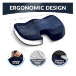 ComfiLife Gel Enhanced Seat Cushion for Desk Chair – Premium Gel + Memory Foam Office Chair Cushion, Car Seat Cushion for Driving, Gaming – Chair Cushions for Back & Sciatica Pain Relief (Navy) - Image 4