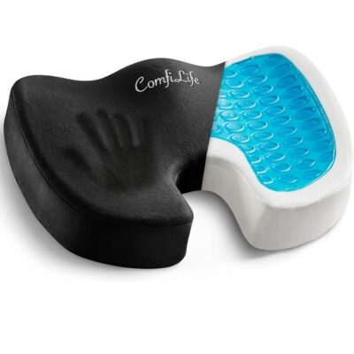 ComfiLife Gel Enhanced Seat Cushion – Office Chair Cushion – Non-Slip Gel & Memory Foam Coccyx Cushion for Tailbone Pain - Desk Chair Car Seat Cushion Driving - Sciatica & Back Pain Relief (Black)