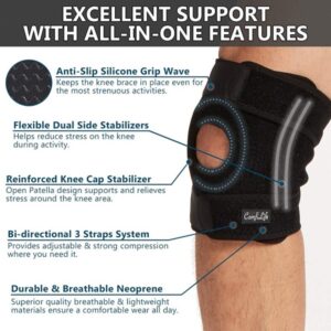ComfiLife Knee Brace - Knee Support for Meniscus Tear, Arthritis Pain, ACL, LCL, MCL - Open Patella, 3 Point Adjustable Straps, Breathable Non-Slip Comfort for Men & Women (Large) - Image 3