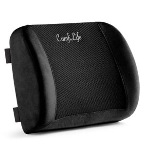 ComfiLife Lumbar Support Back Pillow Office Chair and Car Seat Cushion - Memory Foam with Adjustable Strap and Breathable 3D Mesh (Black) - Image 1