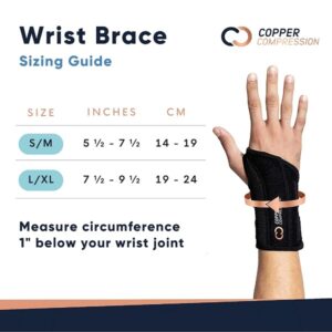 Copper Compression Wrist Brace - Guaranteed Highest Copper Content Support for Wrists, Carpal Tunnel, Arthritis, Tendonitis. Night Day Wrist Splint for Men Women Fit Right Left Hand (Left Hand L-XL) - Image 2