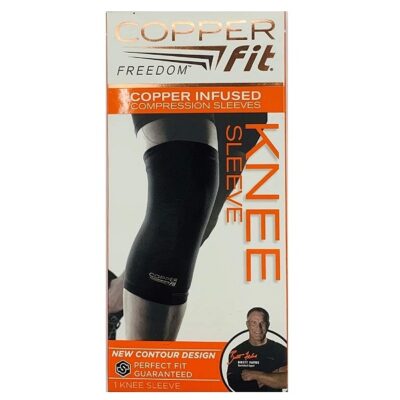 Copper Fit Freedom Knee Sleeve 2 Pack - Copper Infused Compression Sleeve with Contour Design - 2 Knee Sleeve - As Seen on TV (Large)
