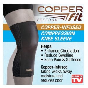 Copper Fit Freedom Knee Sleeve 2 Pack - Copper Infused Compression Sleeve with Contour Design - 2 Knee Sleeve - As Seen on TV (Large) - Image 2