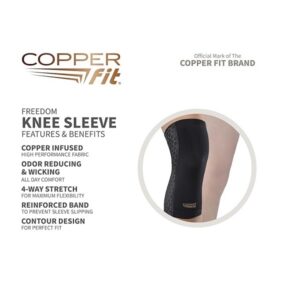 Copper Fit Plus Size Freedom Knee Compression Sleeve, Black, Small - Image 3