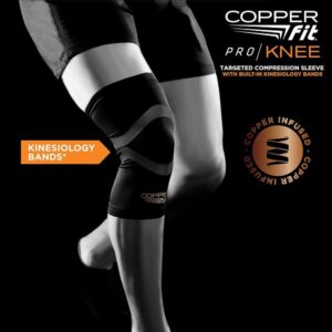 Copper Fit Pro Series Performance Compression Knee Sleeve, Black with Copper Trim, X-Large - Image 4
