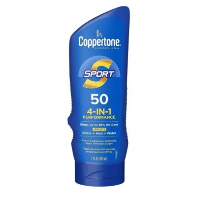Coppertone Sport Sunscreen Lotion Broad Spectrum SPF 50 (7 Fluid Ounce) (Packaging may vary)
