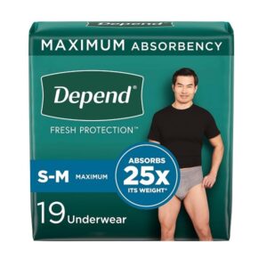 Depend Depend Fit-flex Incontinence Underwear for Men, Maximum Absorbency, S/m, Grey, 38 Count (2 Packs Of 19), Sm/Med, 19 Count - Image 1