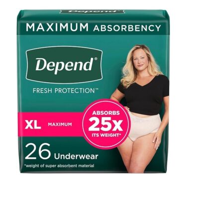 Depend FIT-FLEX Incontinence Underwear for Women, Maximum Absorbency, XL, 28 Count