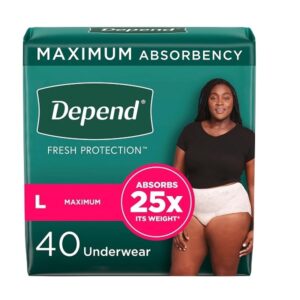 Depend FIT-Flex Incontinence Underwear for Women, Disposable, Maximum Absorbency, Large, Blush, 40 Count - Image 1