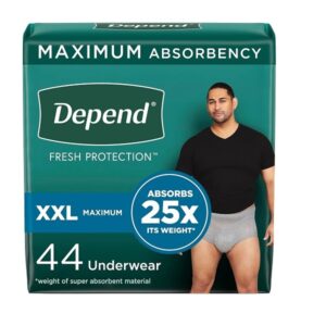 Depend FIT-FLEX Incontinence Underwear for Men, Maximum Absorbency, Disposable, XXL, Grey, 44 Count - Image 1