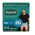 Depend FIT-FLEX Incontinence Underwear for Men, Maximum Absorbency, Disposable, XXL, Grey, 44 Count