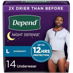 Depend Night Defense Incontinence Underwear for Men, Overnight, Disposable Size L, 28 Count (2 Packs of 14) (Packaging May Vary) - Image 1