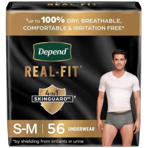 Depend Real Fit Incontinence Briefs for Men, Maximum Absorbency, S/M, Grey, Packaging May Vary - Image 1
