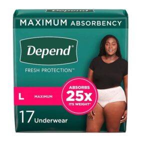 Depend FIT-FLEX Incontinence Underwear for Women, Disposable, Maximum Absorbency, Large, Blush, 17 Count - Image 1