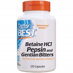 Doctor's Best, Betaine HCI Pepsin & Gentian Bitters, 120 Capsules - Image 1