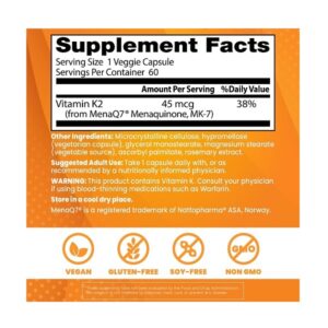 Doctor's Best Natural Vitamin K2 MenaQ7 Vegetable Capsules, 60-Count - Image 3