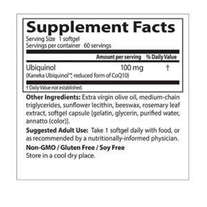 Doctor's Best Ubiquinol with Kaneka 100 mg - 60 Softgels - Image 4