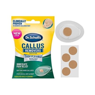 Dr. Scholl's CALLUS REMOVER with Duragel Technology, 4ct Removes Calluses Fast and Provides Cushioning Protection against Shoe Pressure and Friction for All-Day Pain Relief
