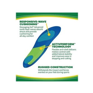 Dr. Scholl's Men's Sport Insoles with Superior Shock Absorption and Arch Support to Reduce Muscle Fatigue and Stress on Lower Body Joints (8-14) - Pack of 2 - Image 5