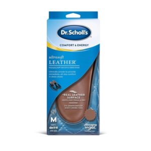 Dr. Scholl's Ultrasoft Leather Insoles for Dress Shoes (Men's 8-14) // All-Day Comfort with Massaging Gel plus a Real Leather Surface
