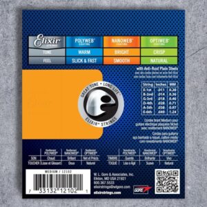 Elixir Strings Electric Guitar Strings, 6-String, Medium NANOWEB Coating - Image 2