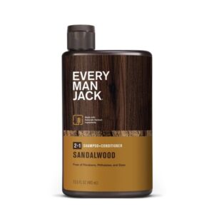 Every Man Jack Daily Shampoo+Conditioner for All hair types, Sandalwood, 13.5 Fluid Ounce - Image 1