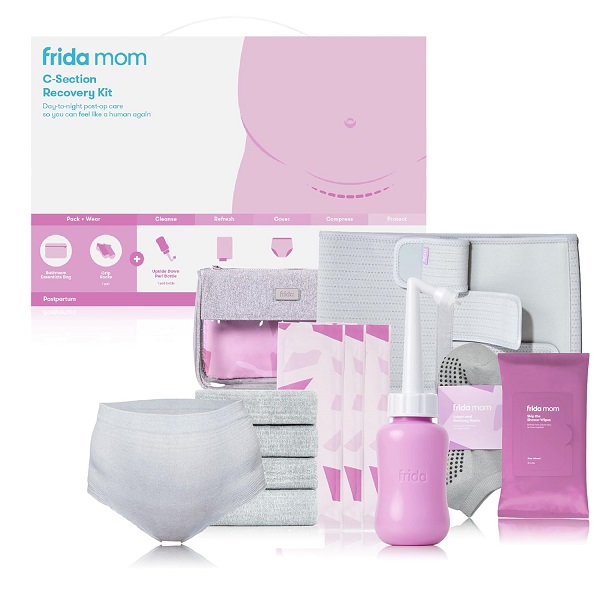 Frida Mom C-section recovery kit with abdominal binder peri bottle scar patches postpartum care