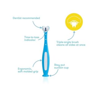 FridaBaby Triple-Angle Toothhugger Training Toothbrush for Toddler Oral Care Blue - Image 2