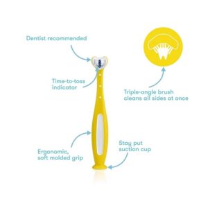 FridaBaby Triple-Angle Toothhugger Training Toothbrush for Toddler Oral Care, Yellow - Image 2
