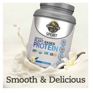 Garden Of Life Sport Organic Plant-Based Protein - BCAA Amino Acid Protein Powder, Vanilla 28.4oz (1lb 12oz / 806g) Powder - Image 7