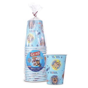 Glad for Kids Paw Patrol Paper Cups Disposable Paper Cups with Paw Patrol Design for Kids Heavy Duty Disposable Paper Cups for Everyday Use and All Occasions 9 Ounces, Blue, 20 Count - Image 1