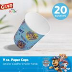 Glad for Kids Paw Patrol Paper Cups Disposable Paper Cups with Paw Patrol Design for Kids Heavy Duty Disposable Paper Cups for Everyday Use and All Occasions 9 Ounces, Blue, 20 Count - Image 2