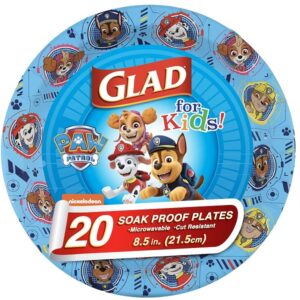 Glad for Kids Paw Patrol Paper Plates, 20 Count, 8.5 Inches | Disposable Paw Patrol Plates for Kids | Heavy Duty Disposable Soak Proof Microwavable Paper Plates for All Occasions - Image 1