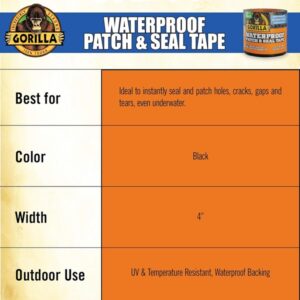 Gorilla Waterproof Patch & Seal Tape 4" x 10' Black, (Pack of 1) - Image 7
