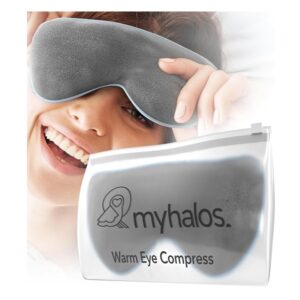 MyHalos moist heated eye mask microwave warm compress for dry eyes and headache relief