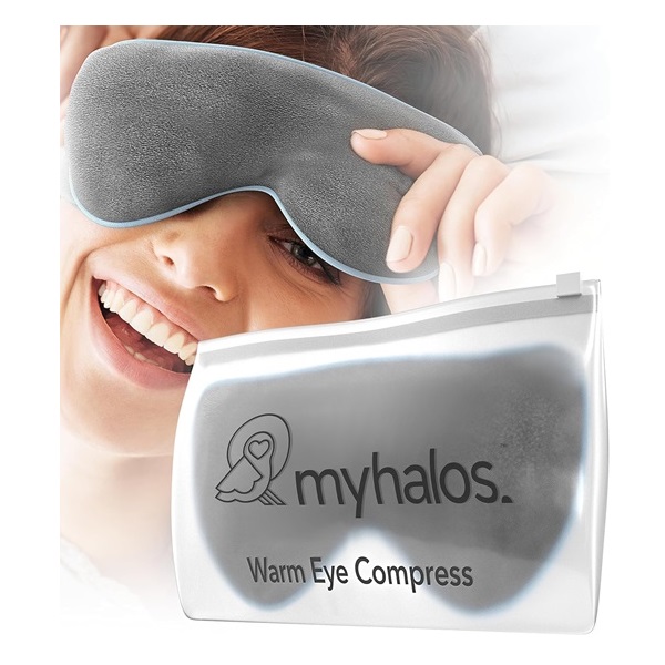 MyHalos moist heated eye mask microwave warm compress for dry eyes and headache relief