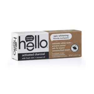 Hello Oral Care Activated Charcoal Fluoride Whitening Toothpaste, Vegan & SLS Free, 4 Ounce - Image 1