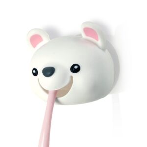 Hoobbe Animal Toothbrush Holder for Kids, Cute Toothbrush Holder with Mirror / Glass / Wall Mounted Suction Cup, bathrooms Accessories, Decor and Organizer (Polar Bear) - Image 1