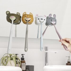 Hoobbe Animal Toothbrush Holder for Kids, Cute Toothbrush Holder with Mirror / Glass / Wall Mounted Suction Cup, bathrooms Accessories, Decor and Organizer (Polar Bear) - Image 4